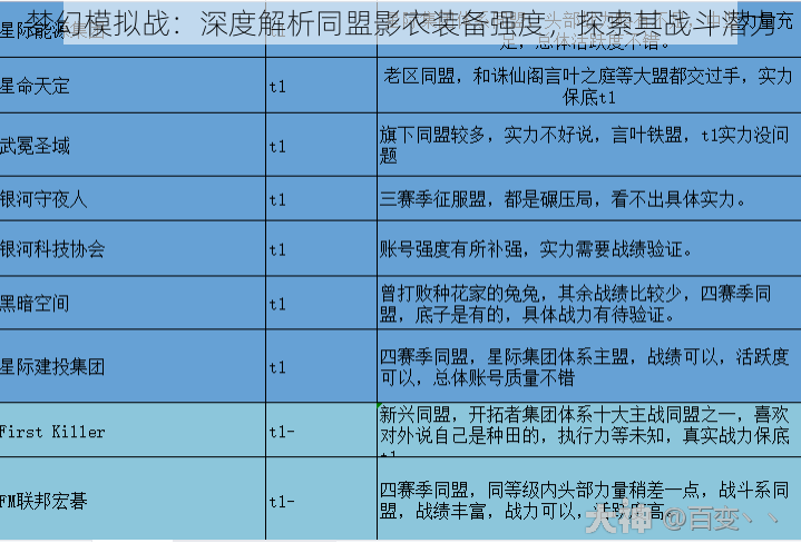 梦幻模拟战：深度解析同盟影衣装备强度，探索其战斗潜力