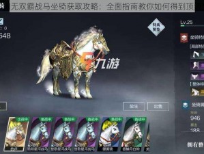 真三国无双霸战马坐骑获取攻略：全面指南教你如何得到顶级坐骑