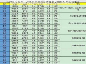 新时代大战国：战略布局中不可或缺的武将搭配与智慧决策