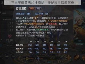 三国英豪黄忠战神降临：技能属性深度解析