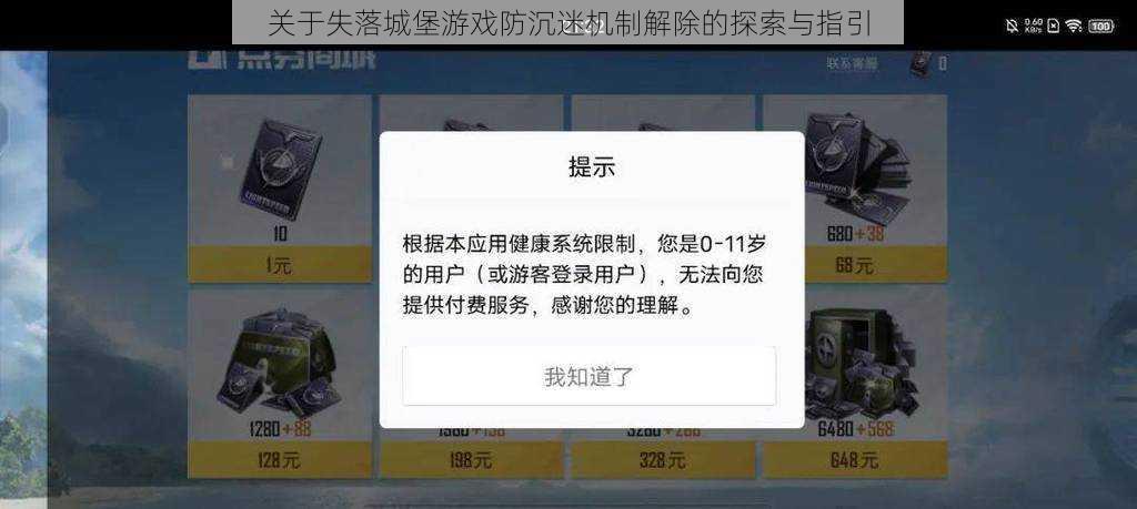 关于失落城堡游戏防沉迷机制解除的探索与指引