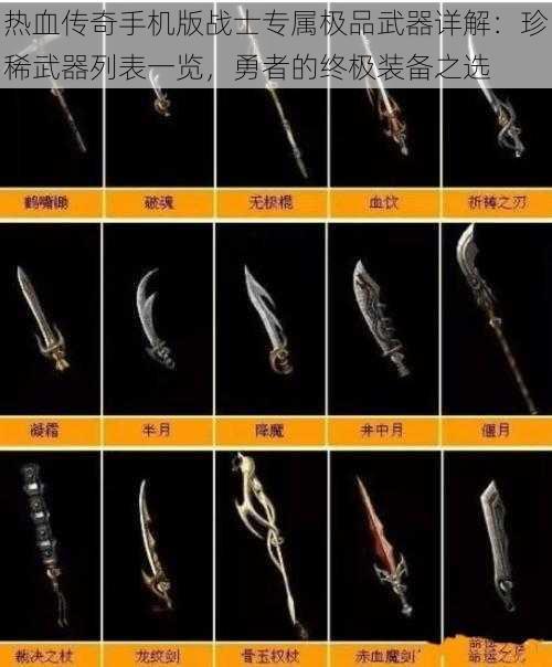 热血传奇手机版战士专属极品武器详解：珍稀武器列表一览，勇者的终极装备之选