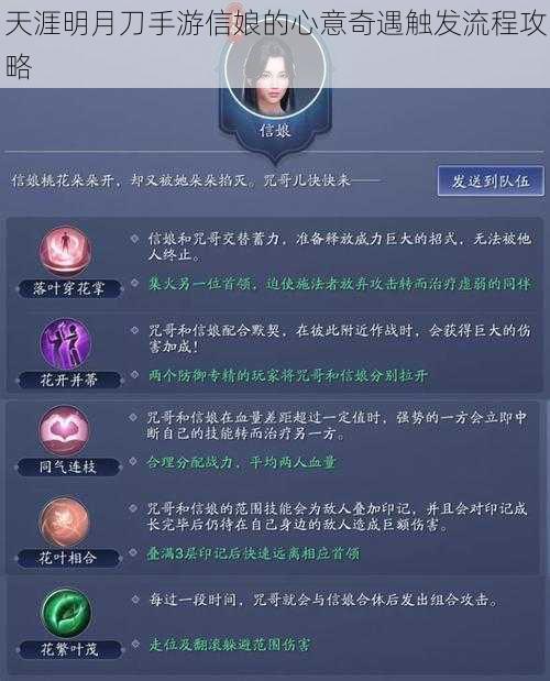 天涯明月刀手游信娘的心意奇遇触发流程攻略