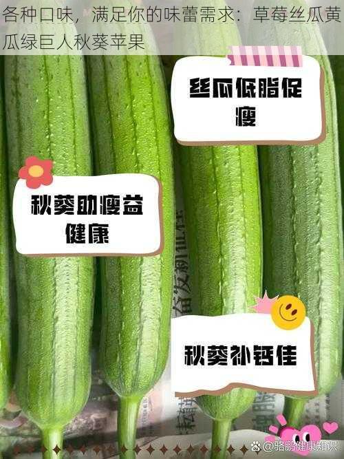 各种口味，满足你的味蕾需求：草莓丝瓜黄瓜绿巨人秋葵苹果