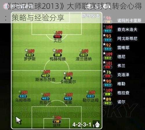 《实况足球2013》大师联赛球员转会心得：策略与经验分享