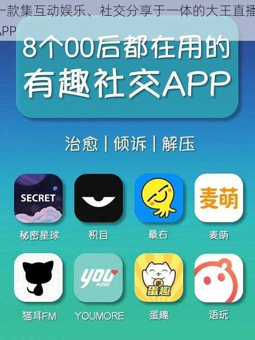 一款集互动娱乐、社交分享于一体的大王直播 APP