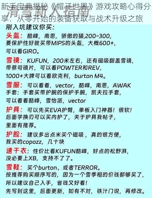 新手宝典揭秘《帽子世界》游戏攻略心得分享：从零开始的装备获取与战术升级之旅