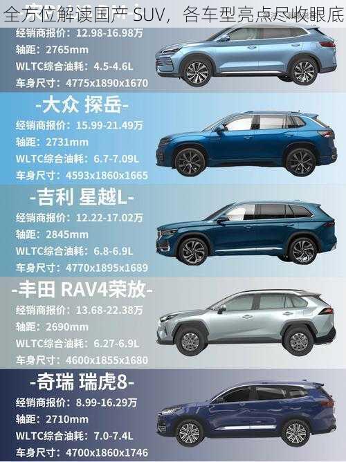 全方位解读国产 SUV，各车型亮点尽收眼底