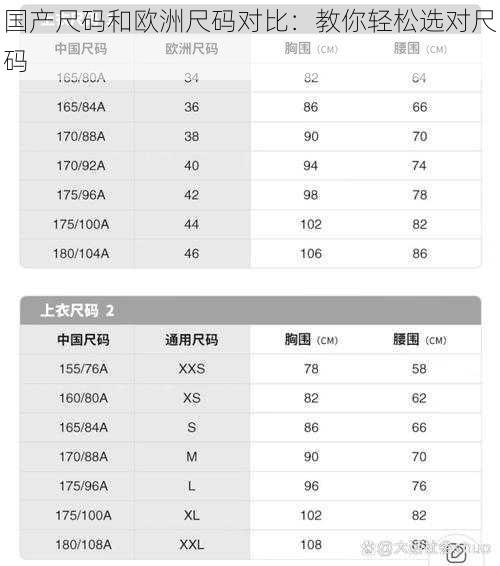 国产尺码和欧洲尺码对比：教你轻松选对尺码