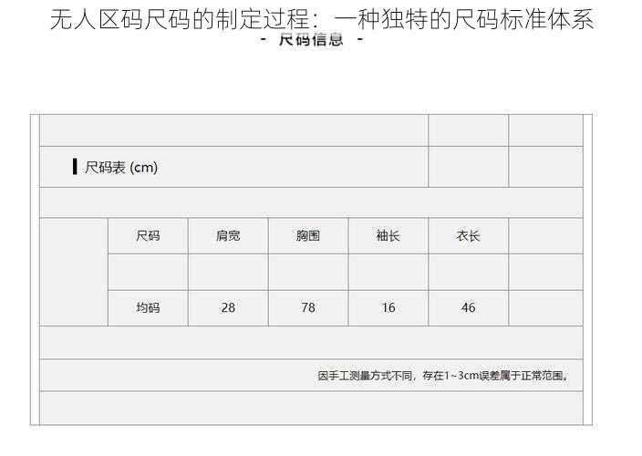 无人区码尺码的制定过程：一种独特的尺码标准体系