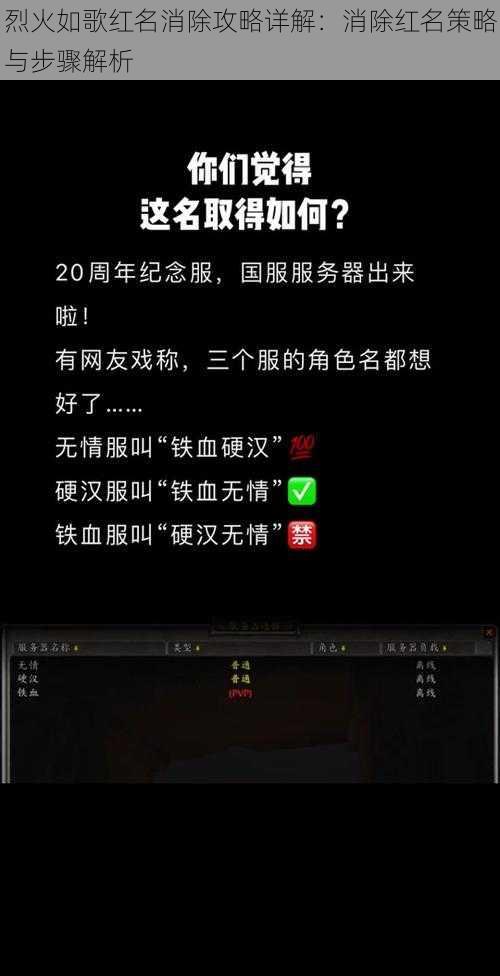 烈火如歌红名消除攻略详解：消除红名策略与步骤解析