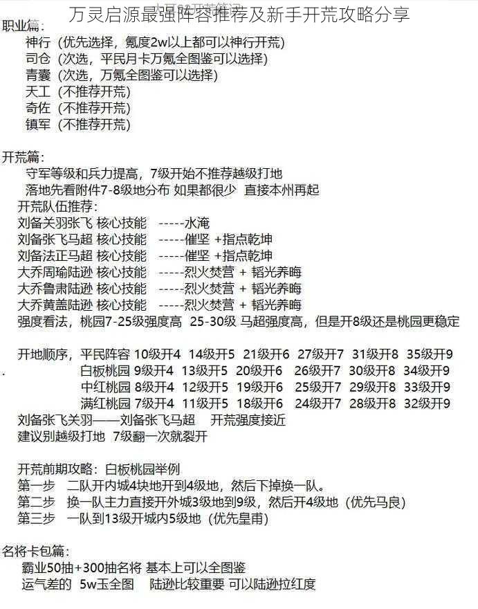 万灵启源最强阵容推荐及新手开荒攻略分享