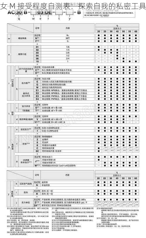 女 M 接受程度自测表：探索自我的私密工具