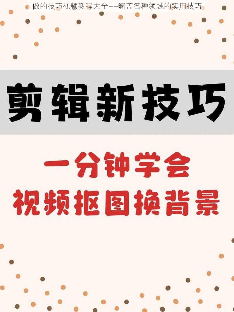 做的技巧视频教程大全——涵盖各种领域的实用技巧