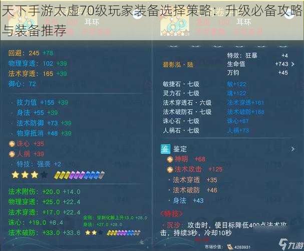 天下手游太虚70级玩家装备选择策略：升级必备攻略与装备推荐