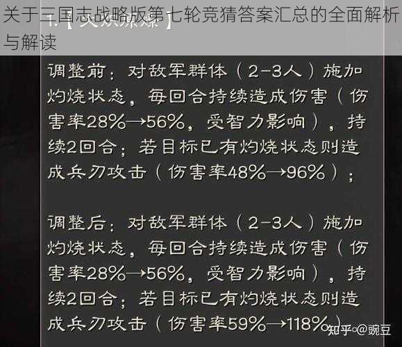 关于三国志战略版第七轮竞猜答案汇总的全面解析与解读