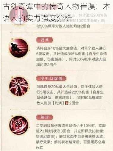 古剑奇谭中的传奇人物崔淏：木语人的实力强度分析