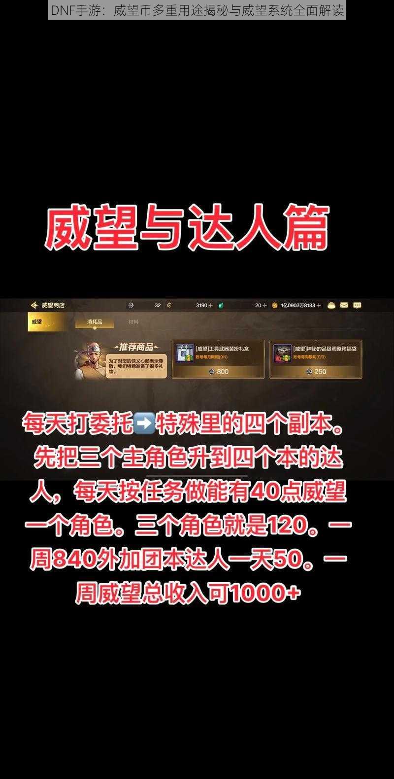 DNF手游：威望币多重用途揭秘与威望系统全面解读