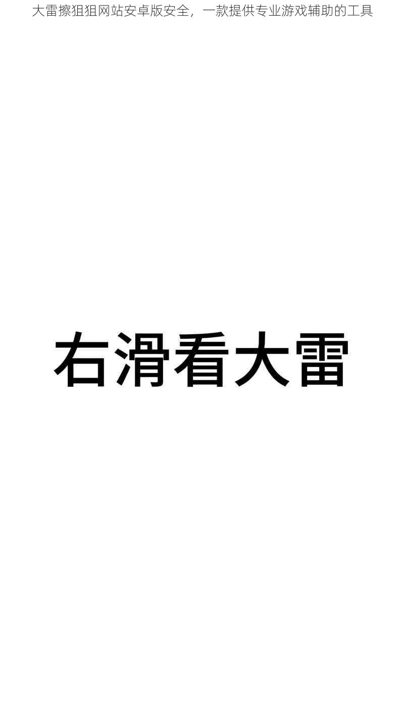 大雷擦狙狙网站安卓版安全，一款提供专业游戏辅助的工具