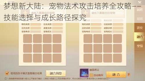梦想新大陆：宠物法术攻击培养全攻略——技能选择与成长路径探究