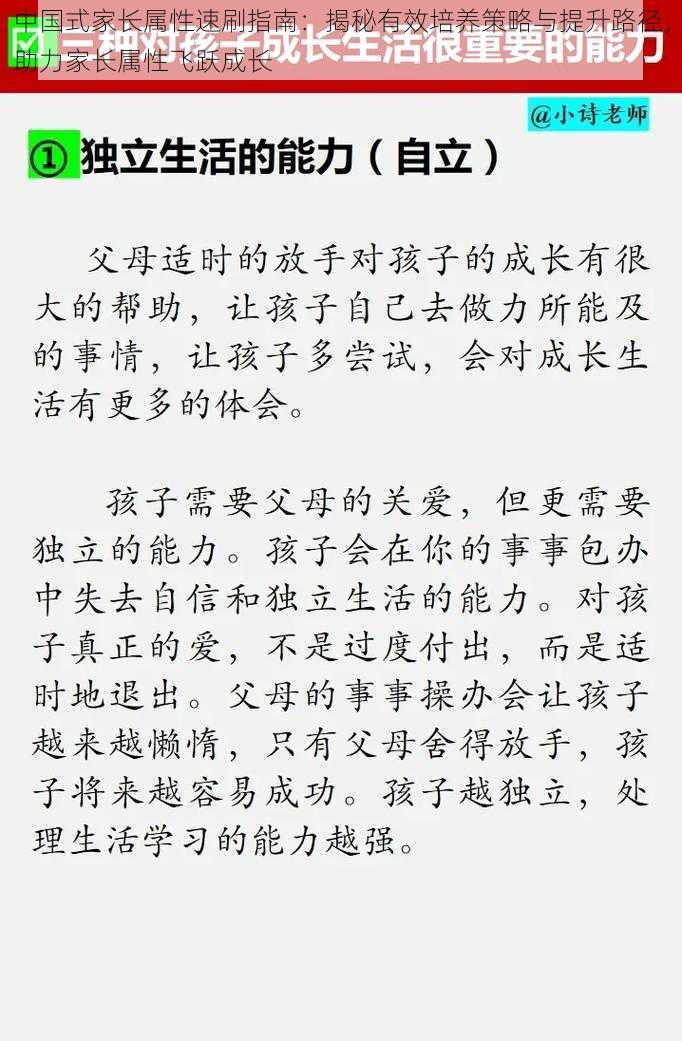 中国式家长属性速刷指南：揭秘有效培养策略与提升路径，助力家长属性飞跃成长