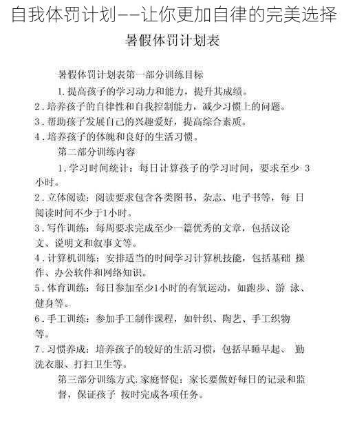 自我体罚计划——让你更加自律的完美选择