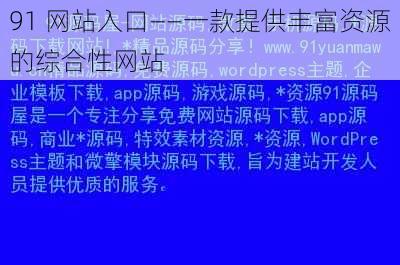 91 网站入口——一款提供丰富资源的综合性网站