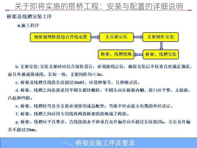 关于即将实施的搭桥工程：安装与配置的详细说明