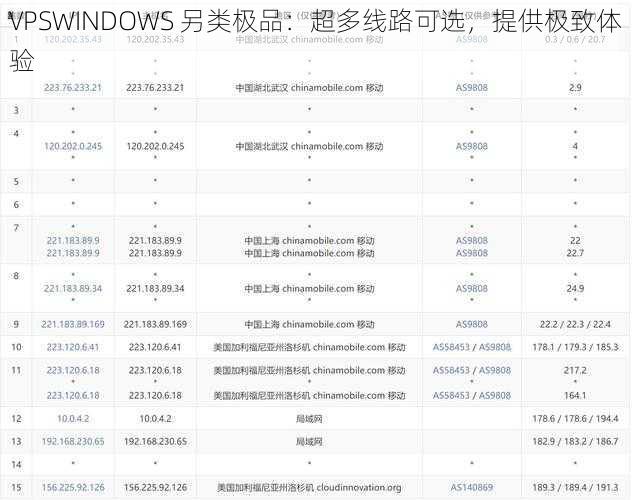 VPSWINDOWS 另类极品：超多线路可选，提供极致体验