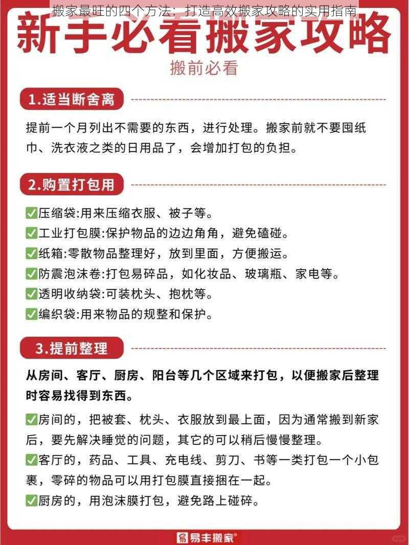 搬家最旺的四个方法：打造高效搬家攻略的实用指南