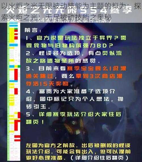 以火炬之光无限被动技能为主题的拟为：探索火炬之光：无尽被动技能之奥秘