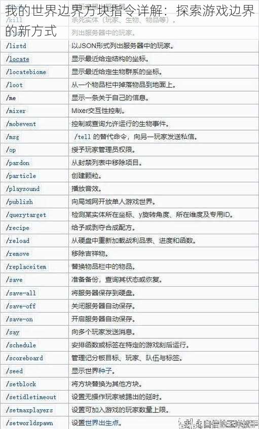 我的世界边界方块指令详解：探索游戏边界的新方式