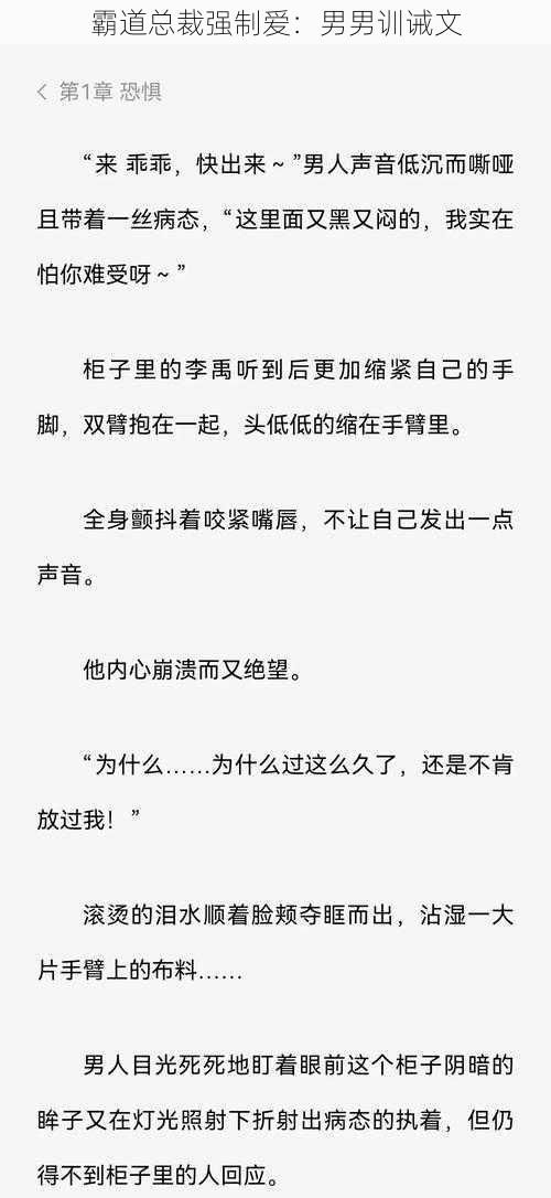 霸道总裁强制爱：男男训诫文