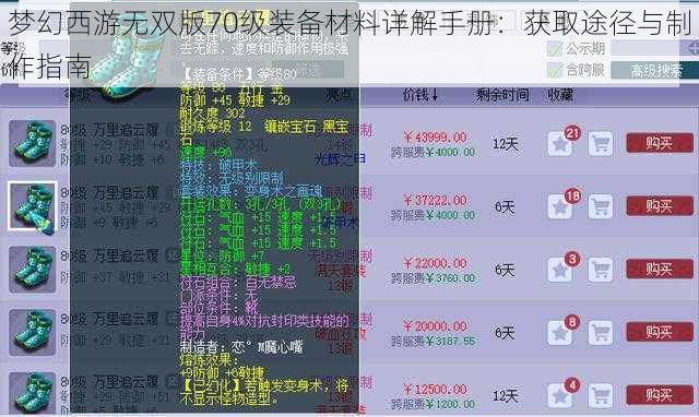 梦幻西游无双版70级装备材料详解手册：获取途径与制作指南