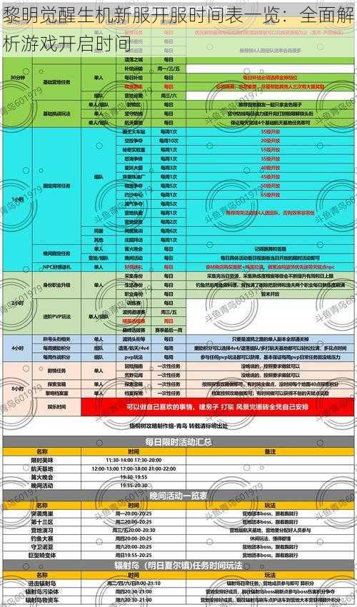 黎明觉醒生机新服开服时间表一览：全面解析游戏开启时间