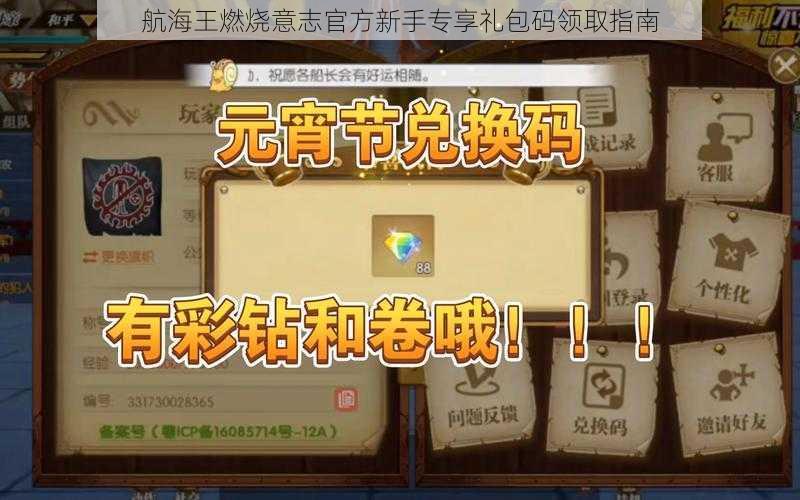 航海王燃烧意志官方新手专享礼包码领取指南