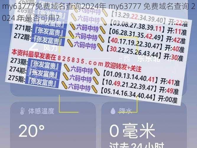 my63777免费域名查询2024年 my63777 免费域名查询 2024 年是否可用？