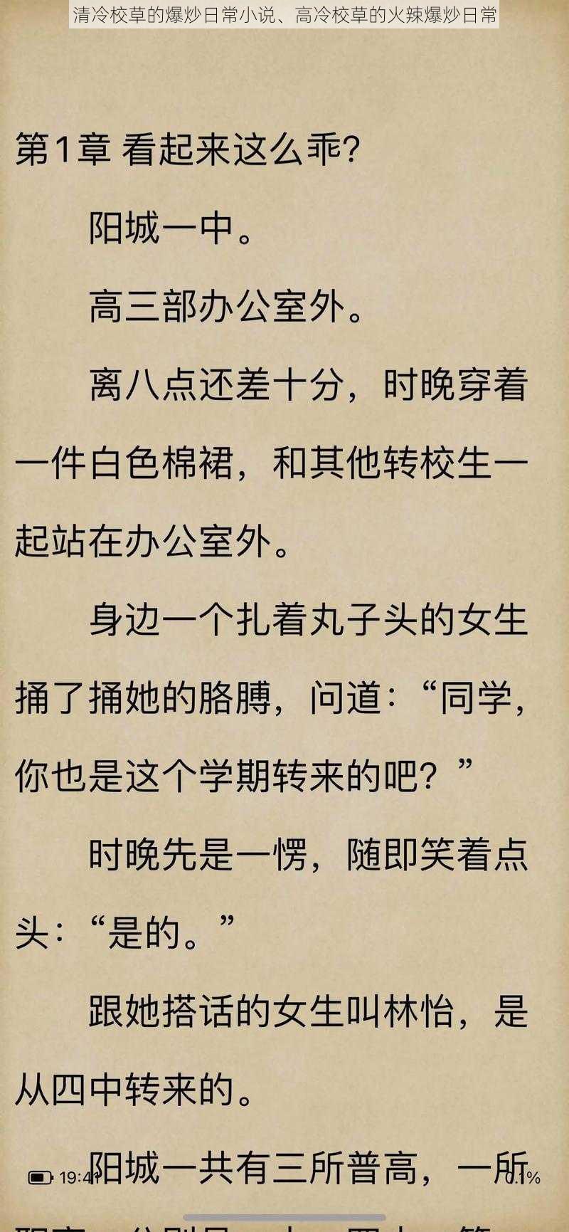 清冷校草的爆炒日常小说、高冷校草的火辣爆炒日常