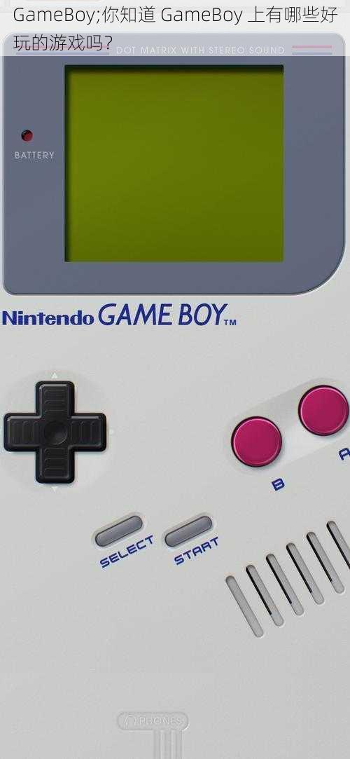 GameBoy;你知道 GameBoy 上有哪些好玩的游戏吗？