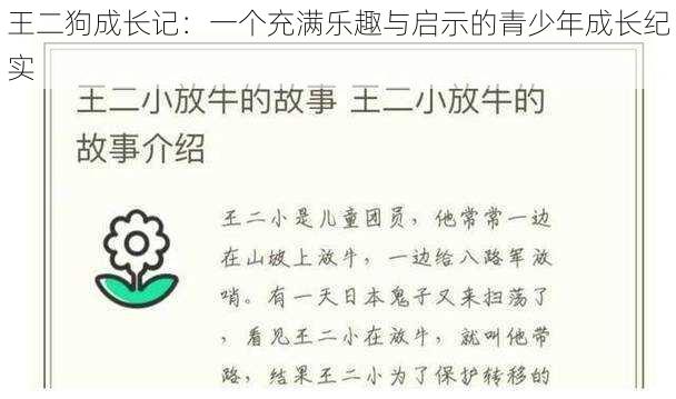 王二狗成长记：一个充满乐趣与启示的青少年成长纪实