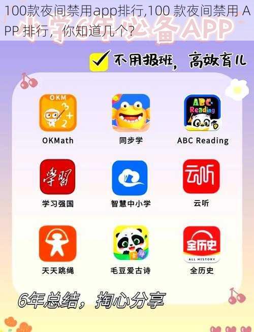 100款夜间禁用app排行,100 款夜间禁用 APP 排行，你知道几个？