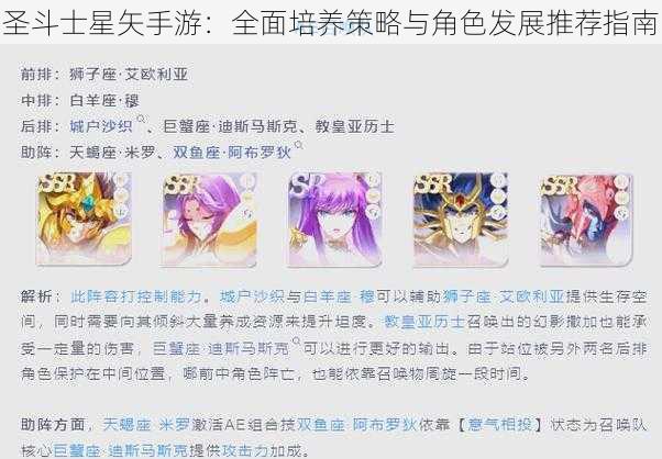 圣斗士星矢手游：全面培养策略与角色发展推荐指南