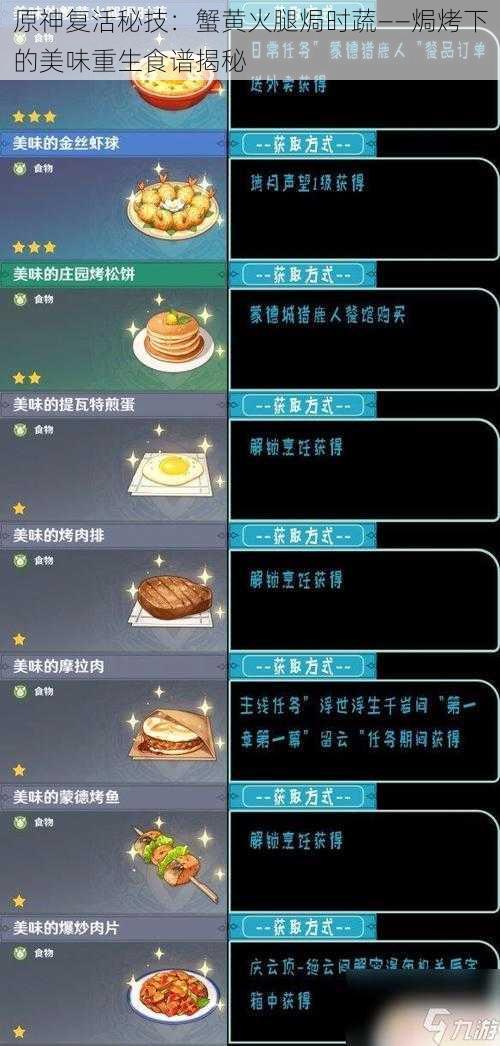 原神复活秘技：蟹黄火腿焗时蔬——焗烤下的美味重生食谱揭秘